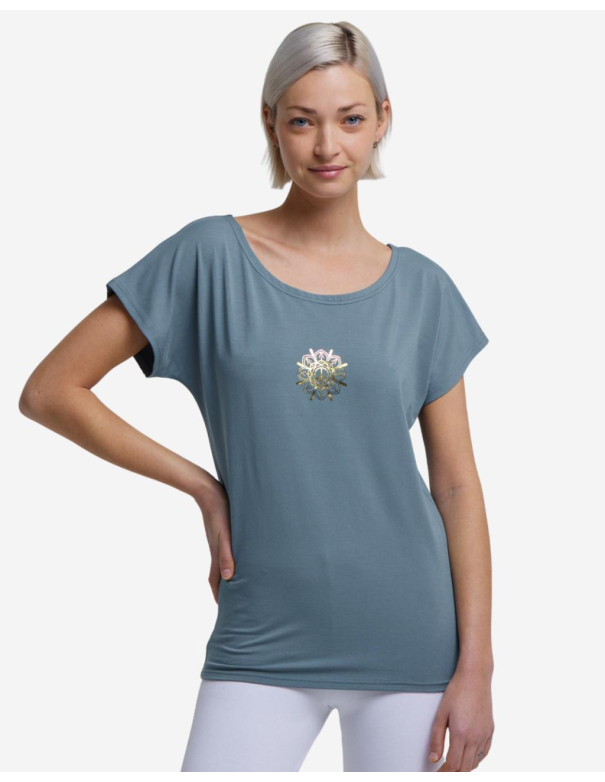 tee-shirt de yoga bleu femme