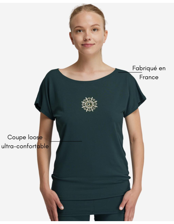 teeshirt de yoga femme vert foncé