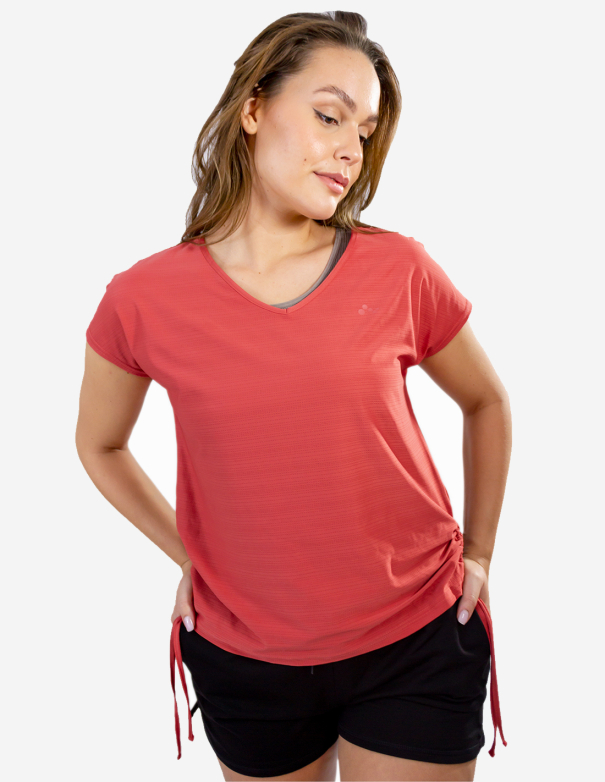 Tshirt de yoga - avec liens aux hanches - Corail