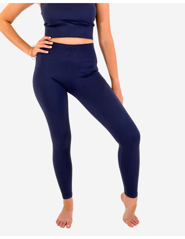 legging de yoga bleu cotelé